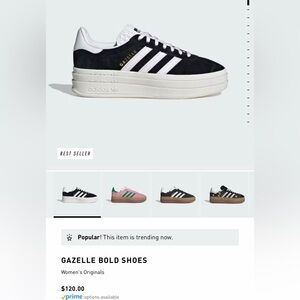 Adidas Gazelle Bold Shoes Black and White Sneakers